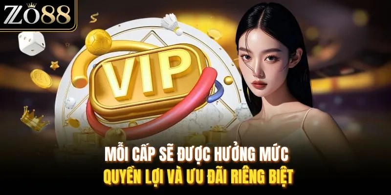  Mỗi cấp sẽ được hưởng mức quyền lợi và ưu đãi riêng biệt