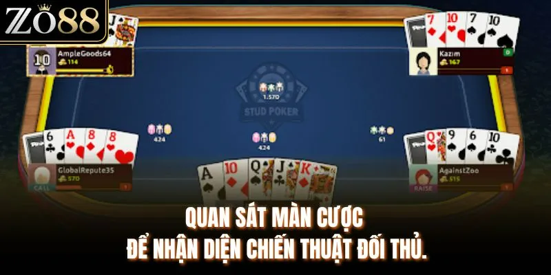 Quan sát màn cược để nhận diện chiến thuật đối thủ.